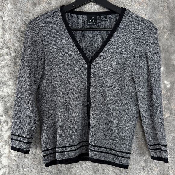 Grace Knitwear Size S Casual V Neck Cardigan Sweater Gray Long Sleeve Button - Picture 1 of 8